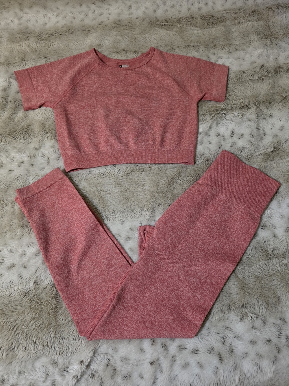 SHEIN Mauve Pink Heathered Leggings & Crop Top Set